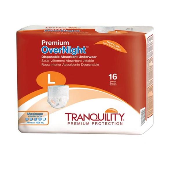Underwear Tranquility Premium Adult Unsx Lg 44-54 Hvy Odor Reduction White 64/Ca